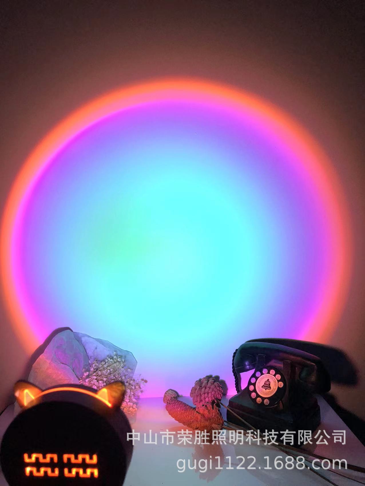 Decorative Sunset Projection Lamp Sunset Light RGB Mini Cat Ears Sunset Light Atmosphere Light Night Light Living Room Bedroom Projection