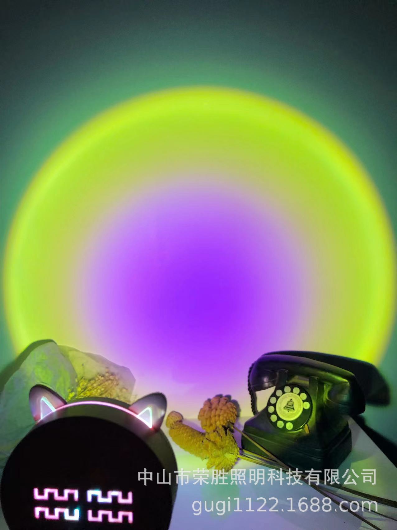 Decorative Sunset Projection Lamp Sunset Light RGB Mini Cat Ears Sunset Light Atmosphere Light Night Light Living Room Bedroom Projection