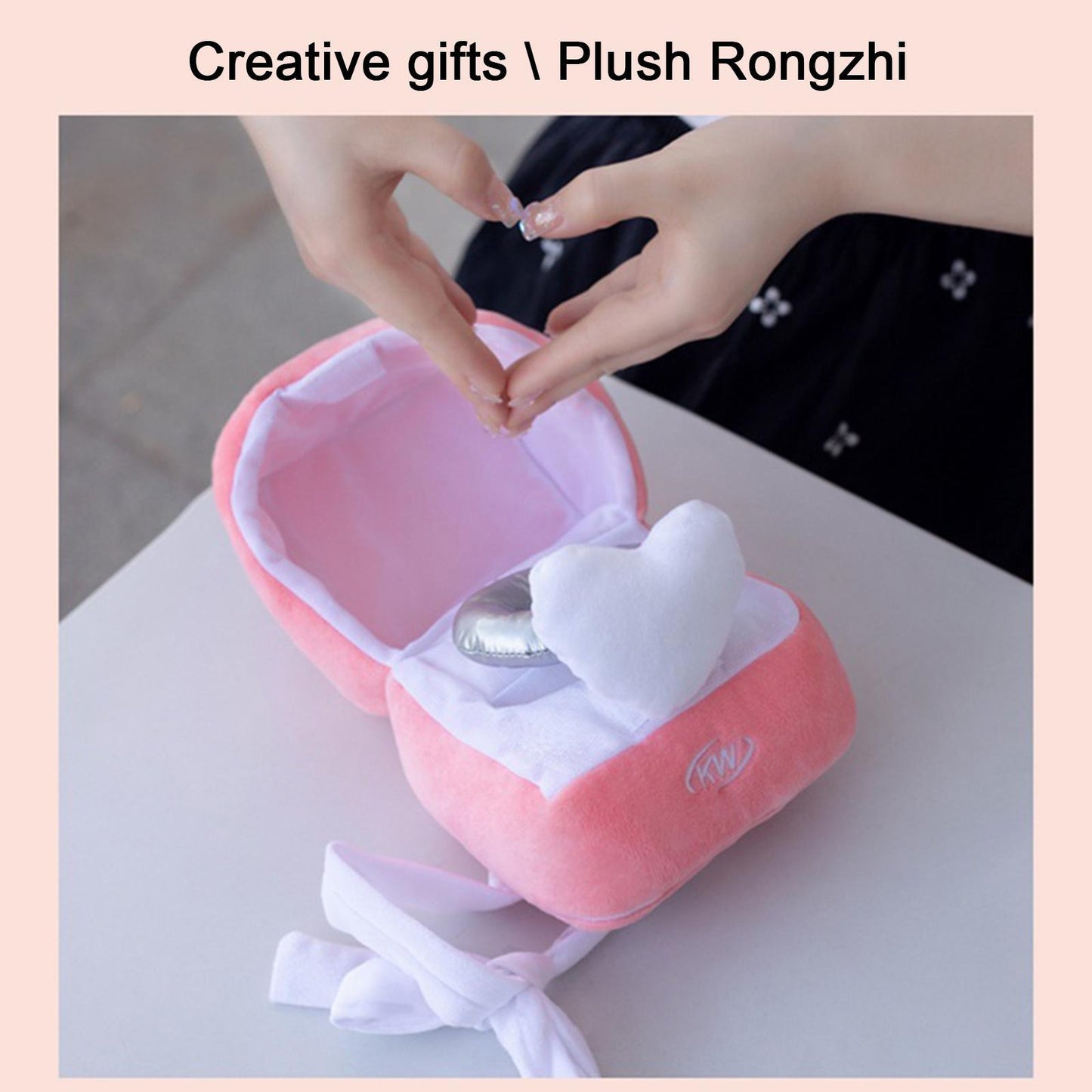 Toys Pink Ring Box Plush Toy Love Diamond Ring Case Toy Stuffed Ring Surprise Gift Box Propose Memory Wedding Gift for Women T5P9