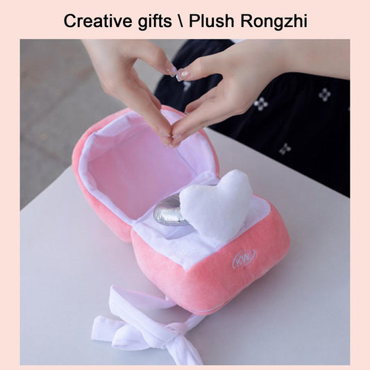 Toys Pink Ring Box Plush Toy Love Diamond Ring Case Toy Stuffed Ring Surprise Gift Box Propose Memory Wedding Gift for Women T5P9