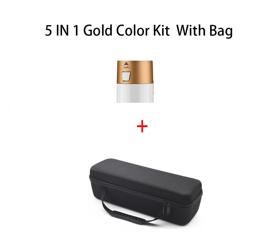 Beauty Hair Dryer 5 and 1  Hot Comb Set Wet and Dry Professional Curling Iron Hair Straightener Styling Tool Hair Dryer Household