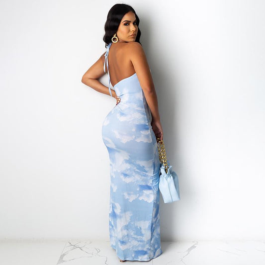 Women's clothing. Sleeveless Backless Slim Halter Dress