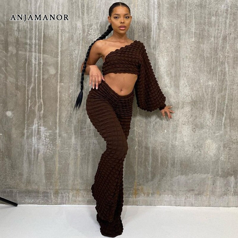 Women's clothing.Textured Two Piece Set