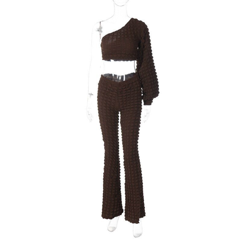 Women's clothing.Textured Two Piece Set
