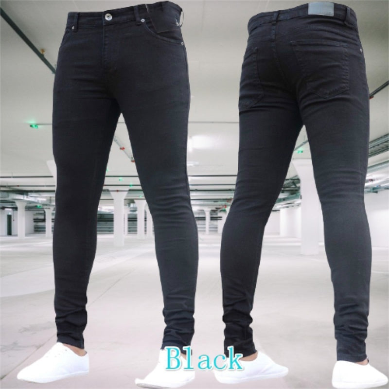 Mens Clothing Pants Retro Washing Zipper Stretch Jeans
