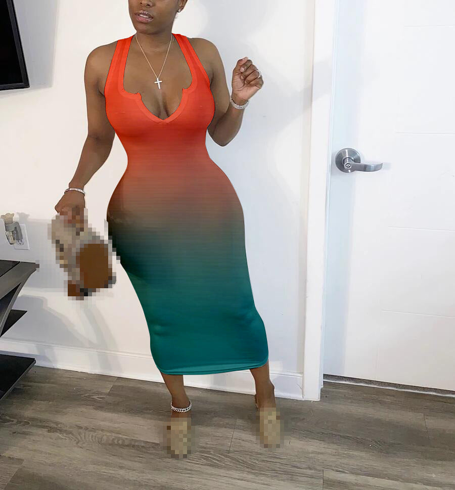 Woman's Clothing V-Neck Summer Dress