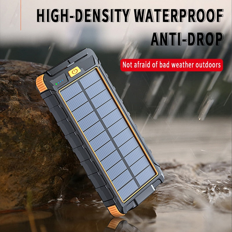 Electronics Solar Fast Charging Power Bank Portable 20000mAh Charger Waterproof