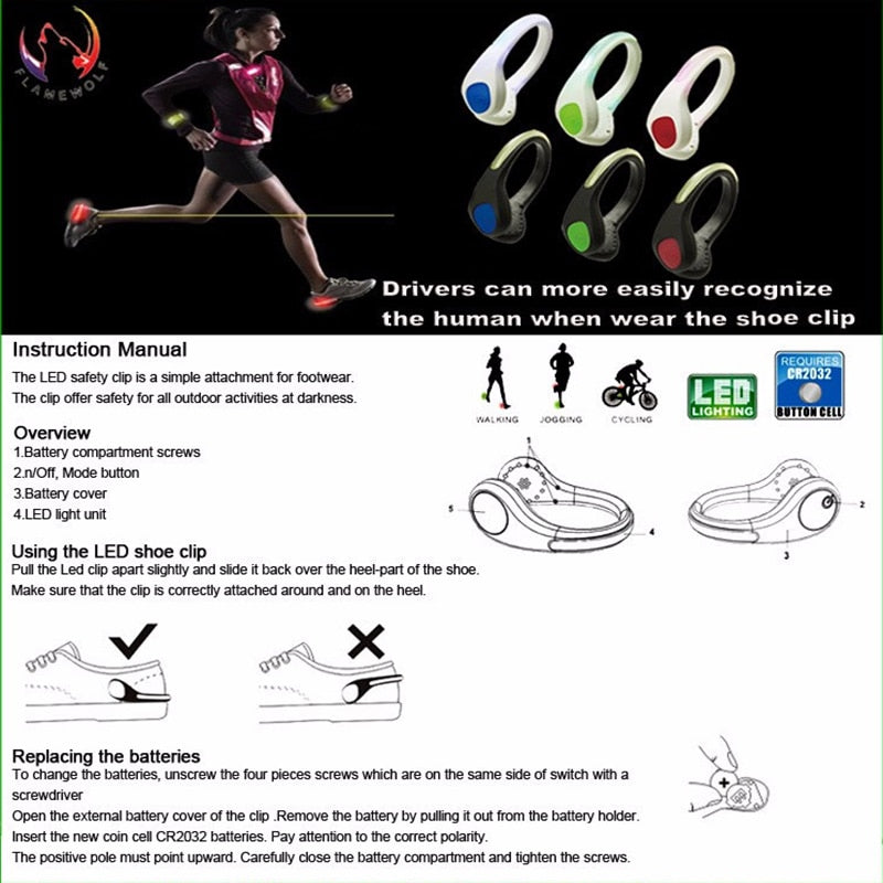 Electronics. Shoes Clip Safety Warning Light
